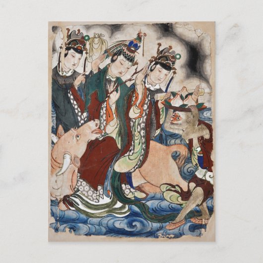 〔占星術の〕十二宮図ウォール中国のの牛絵画姿 ポストカード (正面)