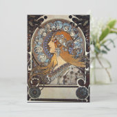 〔占星術の〕十二宮図ウーマンバイアルフォンスミュシャ-アールヌーボー シーズンカード (スタンド正面)