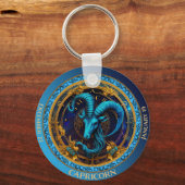 〔占星術の〕十二宮図カスタマイズ山羊座名、日付 キーホルダー (正面)