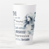 〔占星術の〕十二宮図カスタムジェミニツインズトレイトメント誕生日 カフェラテマグ (正面)