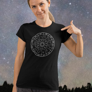 〔占星術の〕十二宮図カレンダーホイール 占星術の星座 Tシャツ