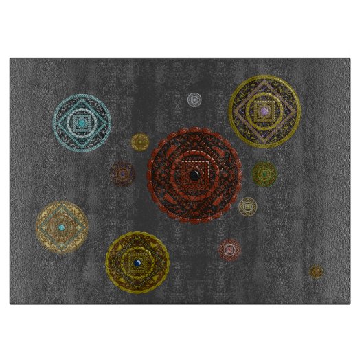 〔占星術の〕十二宮図ガラス切断板 カッティングボード (正面)