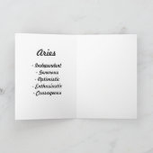 〔占星術の〕十二宮図ガールズグリーティングカード – おひつじ座 カード (内部)