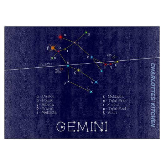 〔占星術の〕十二宮図コンステレーションジェミニ カッティングボード (正面)