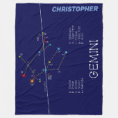 〔占星術の〕十二宮図コンステレーションジェミニ フリースブランケット (正面)