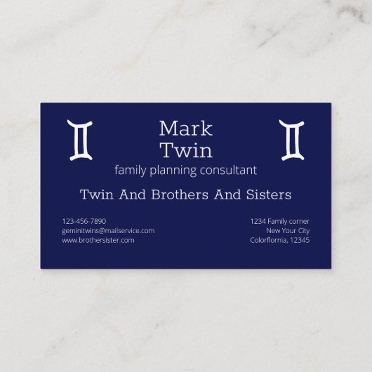 〔占星術の〕十二宮図コンステレーションジェミニ 名刺 (裏面)