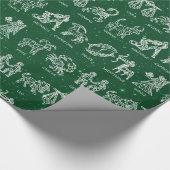 〔占星術の〕十二宮図サインの折り返し紙（緑） ラッピングペーパー (角)