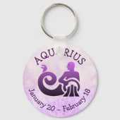 〔占星術の〕十二宮図サインアクエリアスパープル占星術星占い キーホルダー (正面)