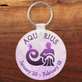 〔占星術の〕十二宮図サインアクエリアスパープル占星術星占い キーホルダー (正面)