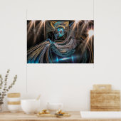 〔占星術の〕十二宮図サインアクエリアスフラクタルアート ポスター (キッチン)