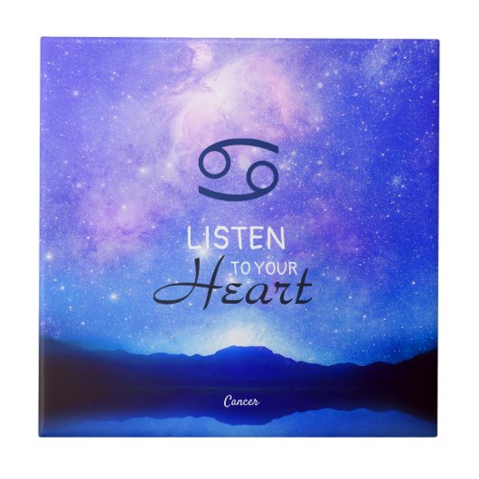 〔占星術の〕十二宮図サインガンドリーミースタースキー引用文 タイル (正面)