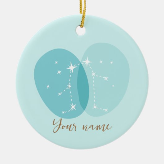 〔占星術の〕十二宮図サインジェミニ セラミックオーナメント (正面)