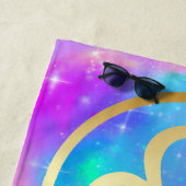 〔占星術の〕十二宮図サインレオ金ゴールドの背カラフル景 | ビーチタオル (インサイチュ)