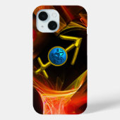 〔占星術の〕十二宮図サイン射手座、赤い黄色のフラクタル渦巻き Case-Mate iPhoneケース (裏面)
