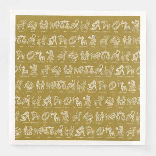 〔占星術の〕十二宮図サイン用紙ナプキン（黄色） (正面)