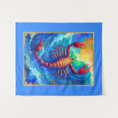 〔占星術の〕十二宮図サイン蠍座が深いウォーターから浮上 タペストリー (正面(横))