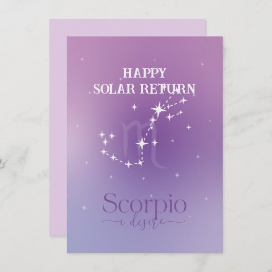 〔占星術の〕十二宮図サイン蠍座ラベンダーフラットカード (正面/裏面)