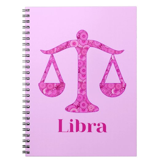 〔占星術の〕十二宮図サイン（マゼンタとピンク） ノートブック (正面)