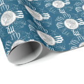 〔占星術の〕十二宮図サイン – 《星座》乙女座.b DブルーBG ラッピングペーパー (ロールコーナー)