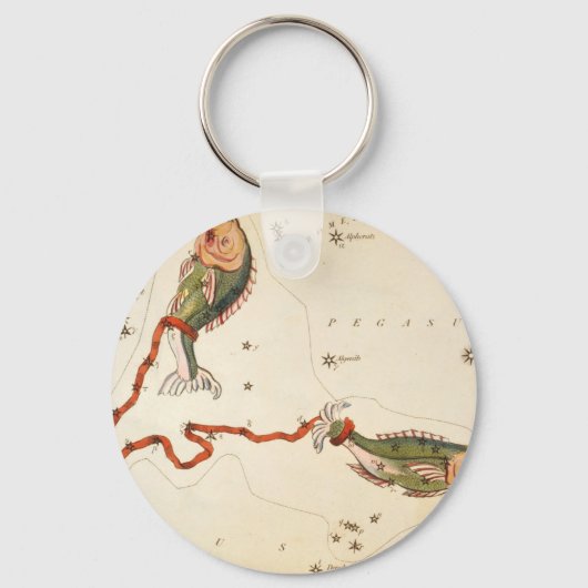 「〔占星術の〕十二宮図サイン：魚座」キーチェーン キーホルダー (正面)