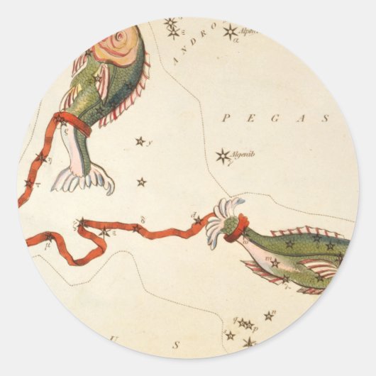 「〔占星術の〕十二宮図サイン：魚座」スタンプ ラウンドシール (正面)