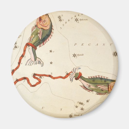 「〔占星術の〕十二宮図サイン：魚座」磁石 マグネット (正面)