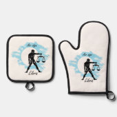 〔占星術の〕十二宮図サイン – Libra 鍋つかみ&鍋敷きセット (正面)