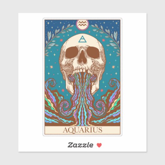 〔占星術の〕十二宮図サインAquariusタロットカードシール シール (シート)