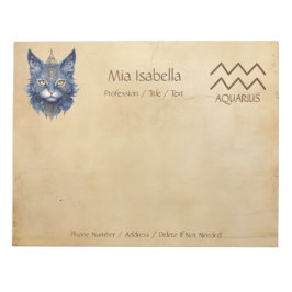 〔占星術の〕十二宮図サインAquarius + Seventional Cat Notepad ノートパッド