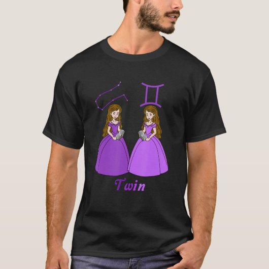 〔占星術の〕十二宮図サインgemini、コンステレーションジェミニ、プリンセス tシャツ (正面)