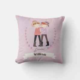 〔占星術の〕十二宮図サインGemini Boy名前の追加装飾用クッション クッション