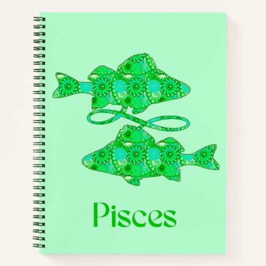 〔占星術の〕十二宮図サインSeaoooam Green Journalで魚座 ノートブック (正面)