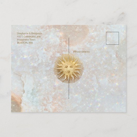 〔占星術の〕十二宮図サンアイスブルーシナ金ゴールド保存日付 案内ポストカード (裏面)