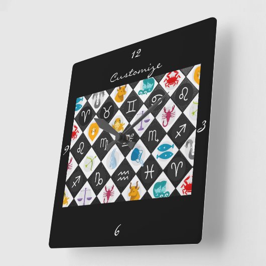 〔占星術の〕十二宮図サンサイン星占いカレンダーThunder_Cove スクエア壁時計 (傾斜)