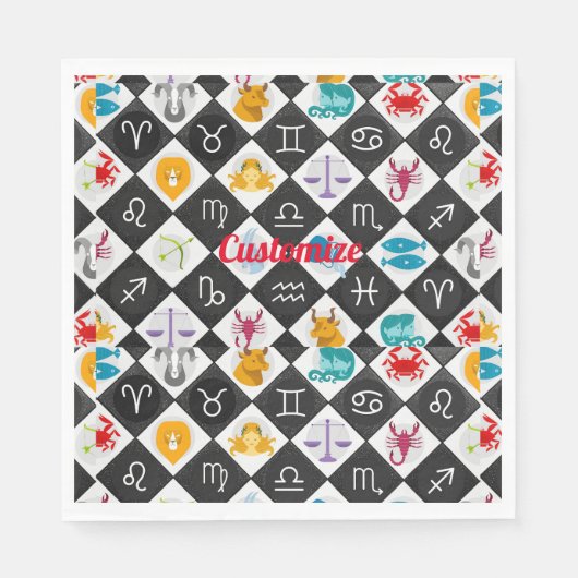 〔占星術の〕十二宮図サンサイン星占カレンダーThunder_Cove スタンダードランチョンナプキン (正面)