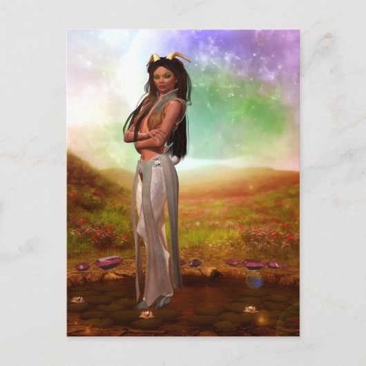 〔占星術の〕十二宮図シリーズ:山羊座はがき ポストカード (正面)