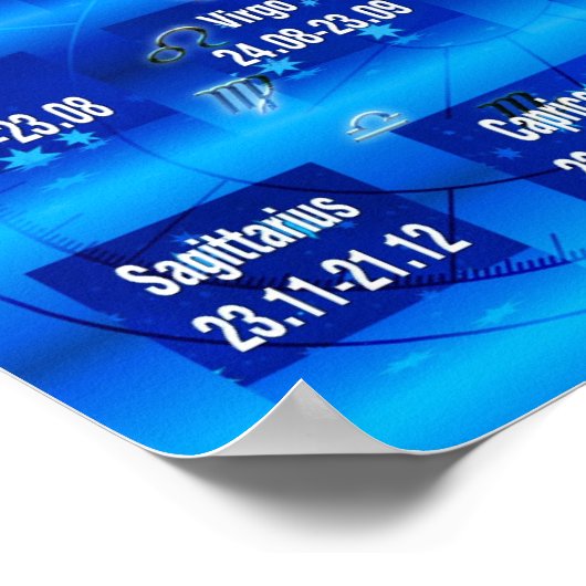 〔占星術の〕十二宮図シンボルや象徴グラフのポスター ポスター (角)