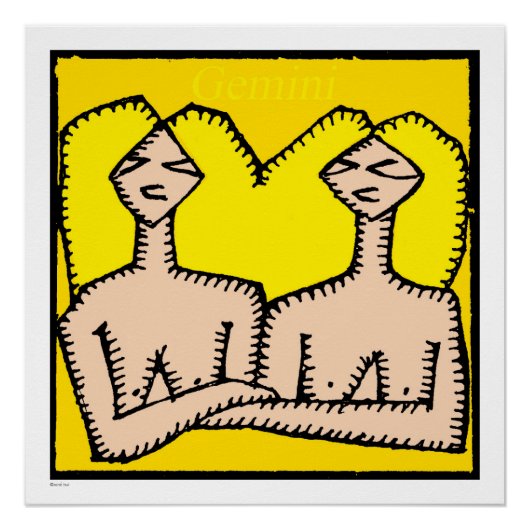 〔占星術の〕十二宮図シンボルや象徴ジェミニ誕生日パーフェクトポスター20x20 ポスター (正面)