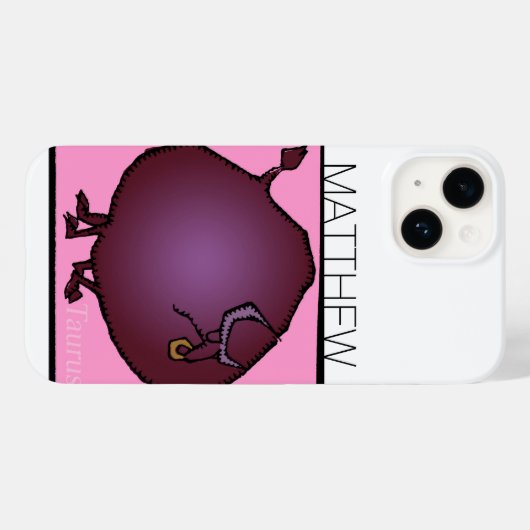 〔占星術の〕十二宮図シンボルや象徴タウラスパーソナライズされた誕生日Iケース Case-Mate iPhoneケース (裏面 (横))