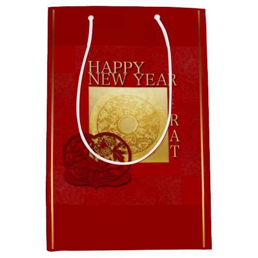 〔占星術の〕十二宮図シンボルや象徴ラットペーパー中国のカット年2020 MGB ミディアムペーパーバッグ (正面)