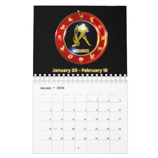 〔占星術の〕十二宮図シンボルや象徴占星術のコレクションウォールカレンダー カレンダー (1月 2026)