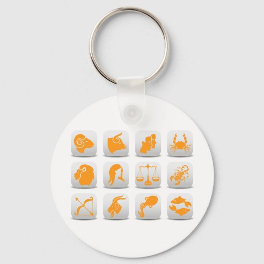 〔占星術の〕十二宮図シンボルや象徴 キーホルダー (正面)