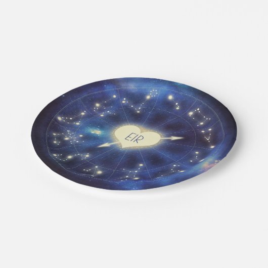 〔占星術の〕十二宮図シンボルや象徴 | Constellation 結婚 Night's ペーパープレート (アングル)