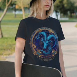 〔占星術の〕十二宮図シンボルシナファンタジー山羊座誕生日 Tシャツ