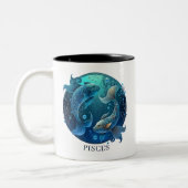 〔占星術の〕十二宮図シンボルシナファンタジー魚座 ツートーンマグカップ (左)