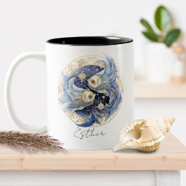 〔占星術の〕十二宮図シンボルシナファンタジー魚座 ツートーンマグカップ