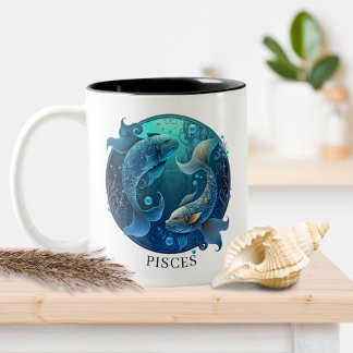 〔占星術の〕十二宮図シンボルシナファンタジー魚座 ツートーンマグカップ