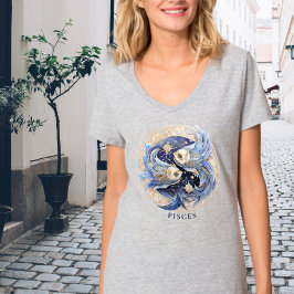 〔占星術の〕十二宮図シンボルフィッシュシナファンタジー魚座の女性 Tシャツ