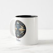 〔占星術の〕十二宮図シンボルフィッシュシナファンタジー魚座 ツートーンマグカップ (正面左)