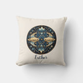 〔占星術の〕十二宮図シンボルフィッシュ宇宙ファンタジー魚座 クッション (正面)